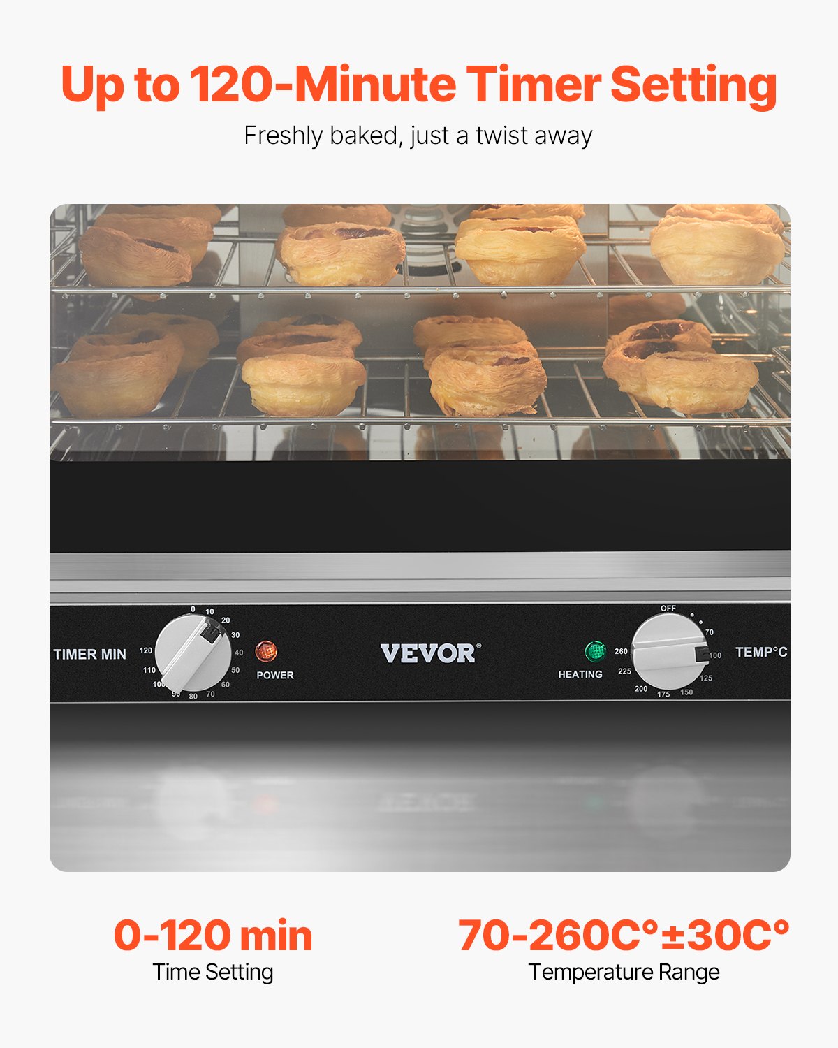 VEVOR Commercial Countertop Oven, 66L 4-Tier Toaster Ovens with Tempered Glass Door, Wire Racks & Tray, 2800W Stainless Steel Baking Ovens for Restaurant Bakery (AC208~240V,60Hz, 6-20P Plug & Output)