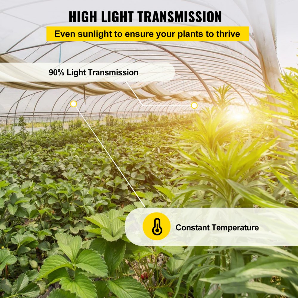 Película para invernadero VEVOR, 24' x 100', lámina de plástico para invernadero, 6 mil de grosor, cubierta de polietileno transparente, resistente a los rayos UV, ideal para jardinería, agricultura y ganadería.