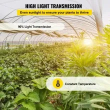 Película de invernadero VEVOR, láminas de plástico para invernadero de 24' x 100', cubierta solar de 6 mil de espesor, cubierta de polietileno transparente, suministro de plástico agrícola a prueba de rayos UV para jardinería, agricultura y agricultura