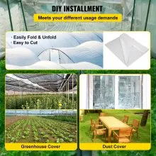 Película de invernadero VEVOR, láminas de plástico para invernadero de 24' x 100', cubierta solar de 6 mil de espesor, cubierta de polietileno transparente, suministro de plástico agrícola a prueba de rayos UV para jardinería, agricultura y agricultura