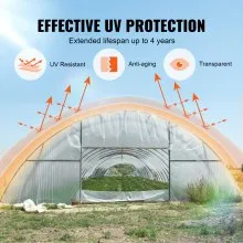 VEVOR Láminas de plástico para invernadero, 25 x 25 pies, película transparente para invernadero de 6 mil de espesor, película de polietileno resistente a los rayos UV por 4 años, para jardinería, agr