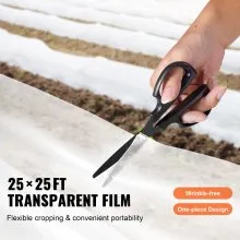 VEVOR Láminas de plástico para invernadero, 25 x 25 pies, película transparente para invernadero de 6 mil de espesor, película de polietileno resistente a los rayos UV por 4 años, para jardinería, agr