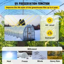 Película para invernadero VEVOR, 3,6 x 30,5 m, lámina de plástico para invernadero, 0,6 mm de grosor, cubierta de polietileno transparente, resistente a los rayos UV, ideal para jardinería, agricultura y ganadería.