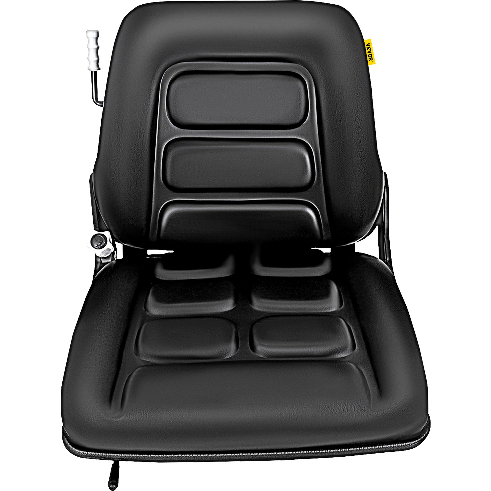 Asiento de carretilla elevadora VEVOR ajustable en color negro con acolchado ergonómico y reposacabezas.