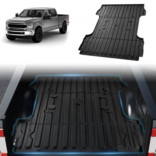 VEVOR - Alfombrilla para caja de camioneta, compatible con Ford F250/F350 2017-2024, de TPE, apta para cajas de 2 m, gruesa y resistente, ideal para proteger contra todo tipo de clima y evitar resbalones.