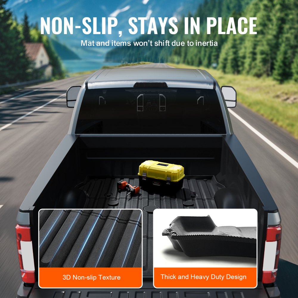 VEVOR - Alfombrilla para caja de camioneta, compatible con Ford F250/F350 2017-2024, de TPE, apta para cajas de 2 m, gruesa y resistente, ideal para proteger contra todo tipo de clima y evitar resbalones.