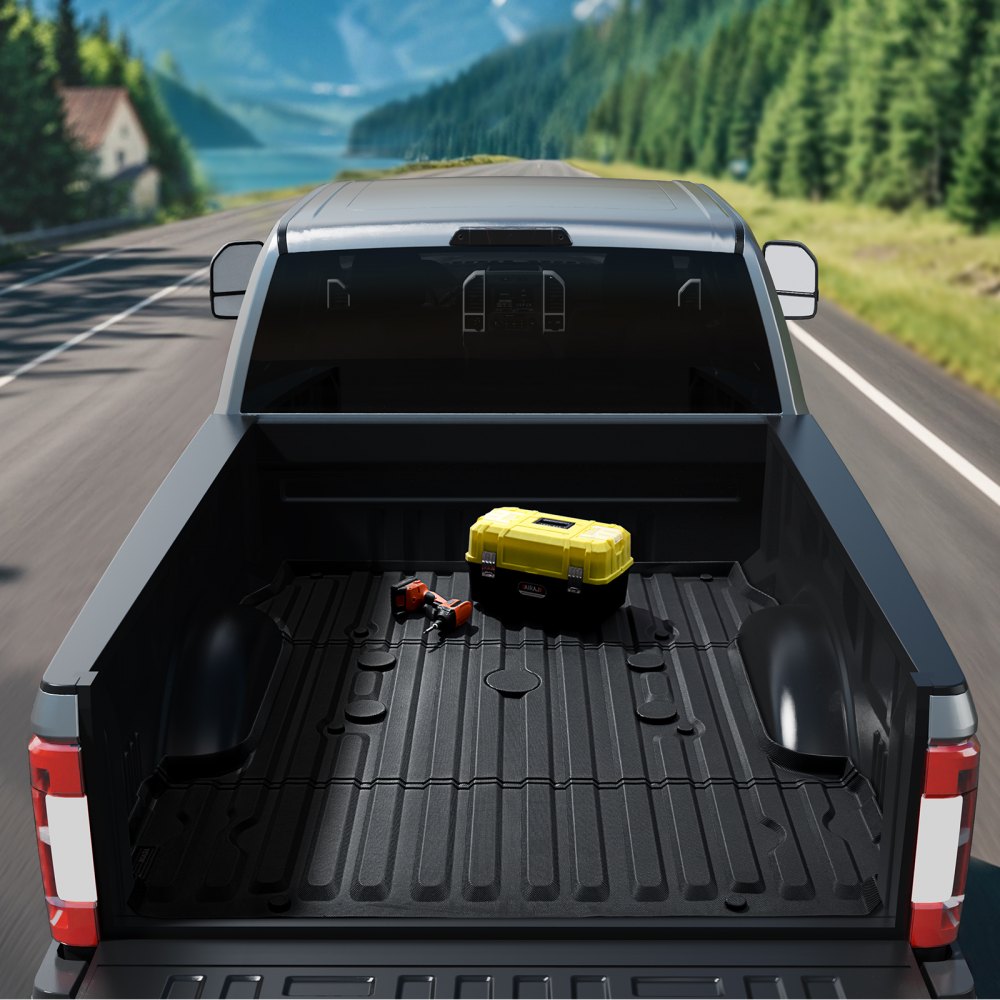 VEVOR - Alfombrilla para caja de camioneta, compatible con Ford F250/F350 2017-2024, de TPE, apta para cajas de 2 m, gruesa y resistente, ideal para proteger contra todo tipo de clima y evitar resbalones.