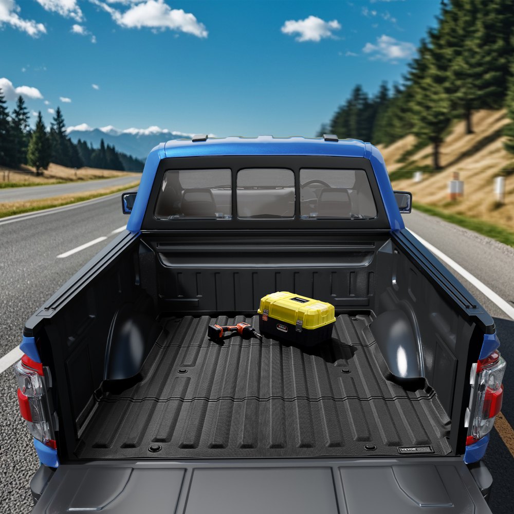 Alfombrilla VEVOR para caja de camioneta, compatible con Ford F-150 2015-2024, de TPE, apta para cajas de 1,6 m, gruesa y resistente, ideal para proteger contra todo tipo de clima y evitar resbalones.