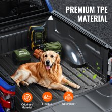 Alfombrilla para caja de camioneta VEVOR compatible con Ford F-150 2015-2024, revestimiento de TPE para caja de camioneta, accesorios