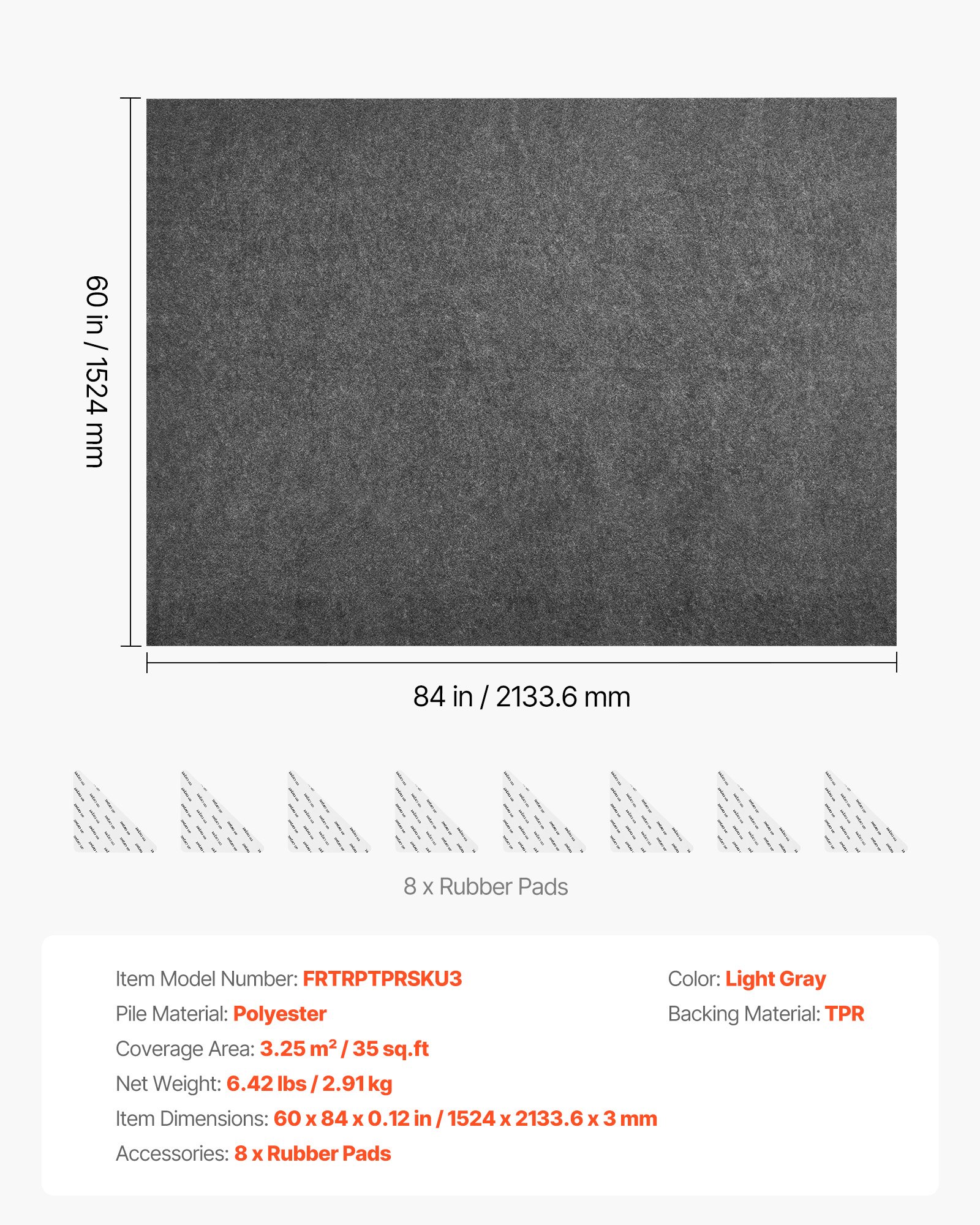 VEVOR - Alfombrilla antideslizante para alfombras (1,5 x 2,1 m), con doble superficie de fieltro y agarre de goma, protege suelos de madera y mantiene las alfombras en su lugar.