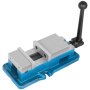 Tornillo de banco para fresadora VEVOR con base azul y mango negro.