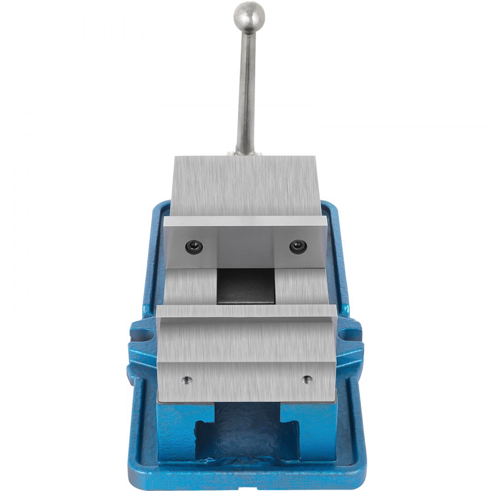Tornillo de banco para fresadora VEVOR azul y plateado con acabado texturizado y mango ajustable.