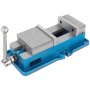 Tornillo de banco cnc VEVOR, mordazas metálicas, base de hierro fundido azul, mango ajustable en el lateral.