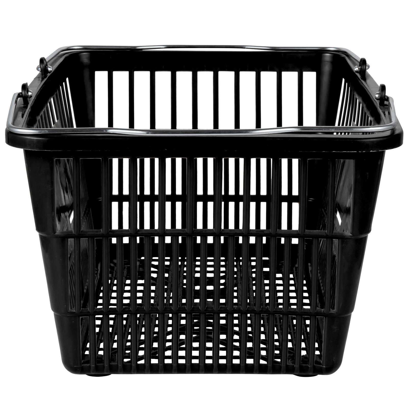 Cesta de la compra VEVOR negra con diseño de rayas horizontales y verticales, resistente y espaciosa.