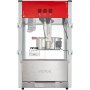 Máquina para hacer palomitas de maíz VEVOR con diseño de acero inoxidable, cubierta superior roja y tres interruptores de control.
