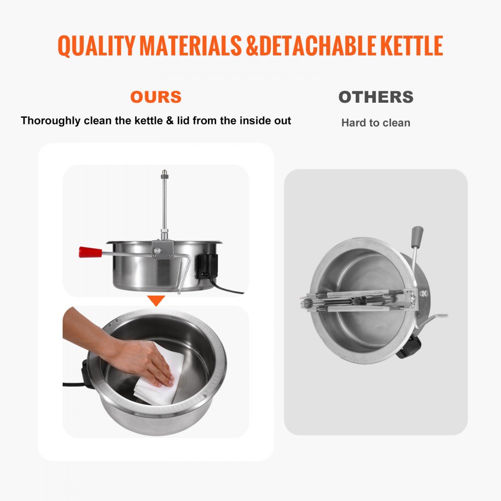 Máquina para hacer palomitas de maíz VEVOR de 1615 W, hervidor de 473 ml, gran capacidad, para encimera, con vidrio templado, incluye 3 palas de acero inoxidable, estilo cine, color rojo