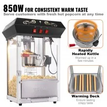 Máquina para hacer palomitas de maíz de encimera, 850 W, 8 oz, 48 tazas, color negro