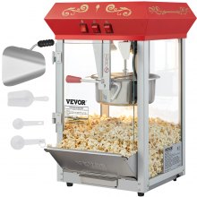 VEVOR Popcorn Popper Machine 8 Oz Mostrador de palomitas de maíz 850W 48 tazas Rojo