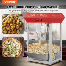 VEVOR Popcorn Popper Machine 8 Oz Mostrador de palomitas de maíz 850W 48 tazas Rojo