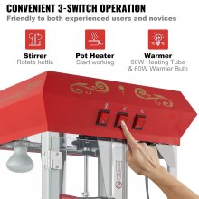 VEVOR Popcorn Popper Machine 8 Oz Mostrador de palomitas de maíz 850W 48 tazas Rojo