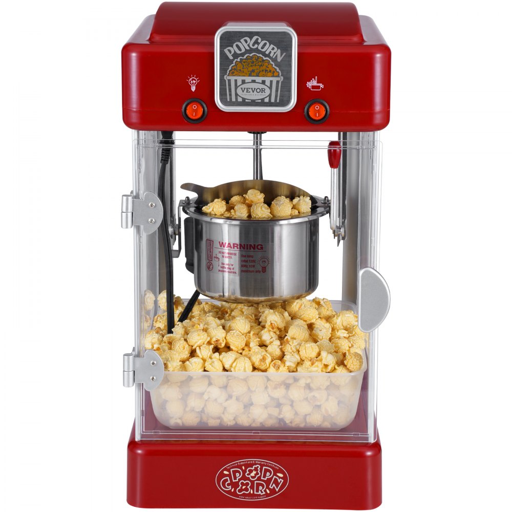 Máquina para hacer palomitas de maíz VEVOR, de sobremesa, 300 W, 2,5 oz, color rojo