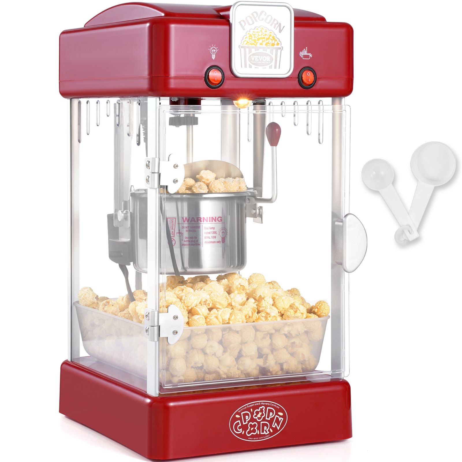 Máquina para hacer palomitas de maíz VEVOR, de sobremesa, 300 W, 2,5 oz, color rojo