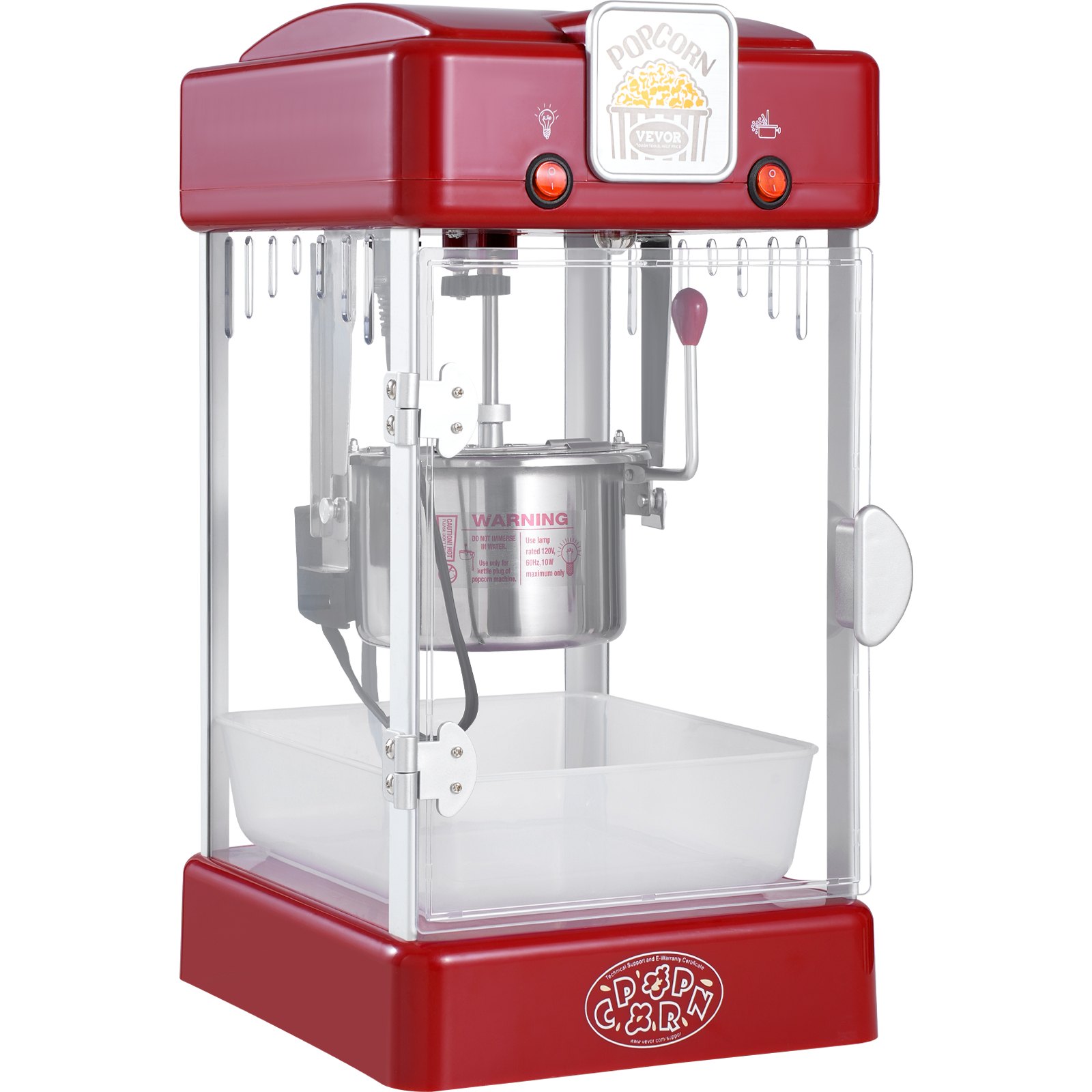 Máquina para hacer palomitas de maíz VEVOR, de sobremesa, 300 W, 2,5 oz, color rojo