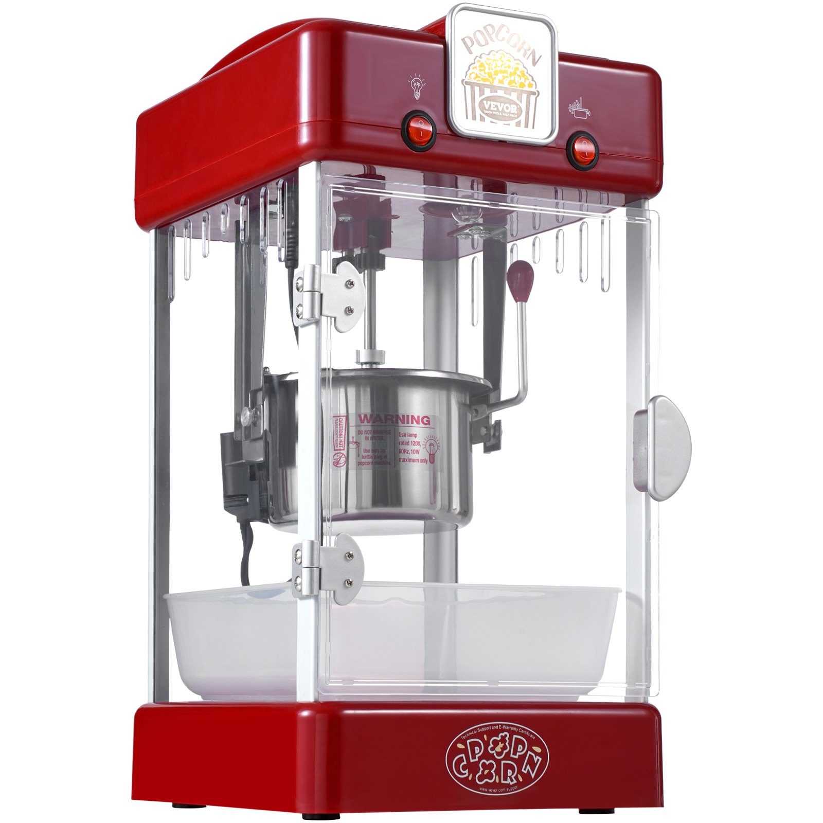 Máquina para hacer palomitas de maíz VEVOR, de sobremesa, 300 W, 2,5 oz, color rojo