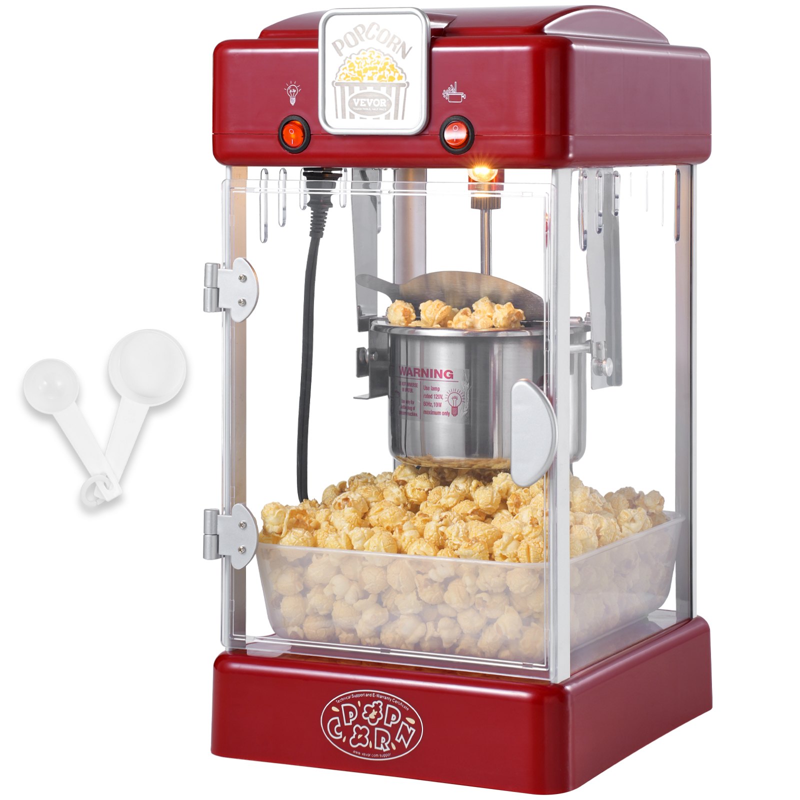 Máquina para hacer palomitas de maíz VEVOR, de sobremesa, 300 W, 2,5 oz, color rojo