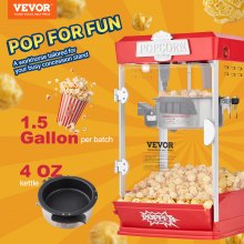 Máquina para hacer palomitas de maíz de sobremesa, 480 W, 4 oz, color rojo
