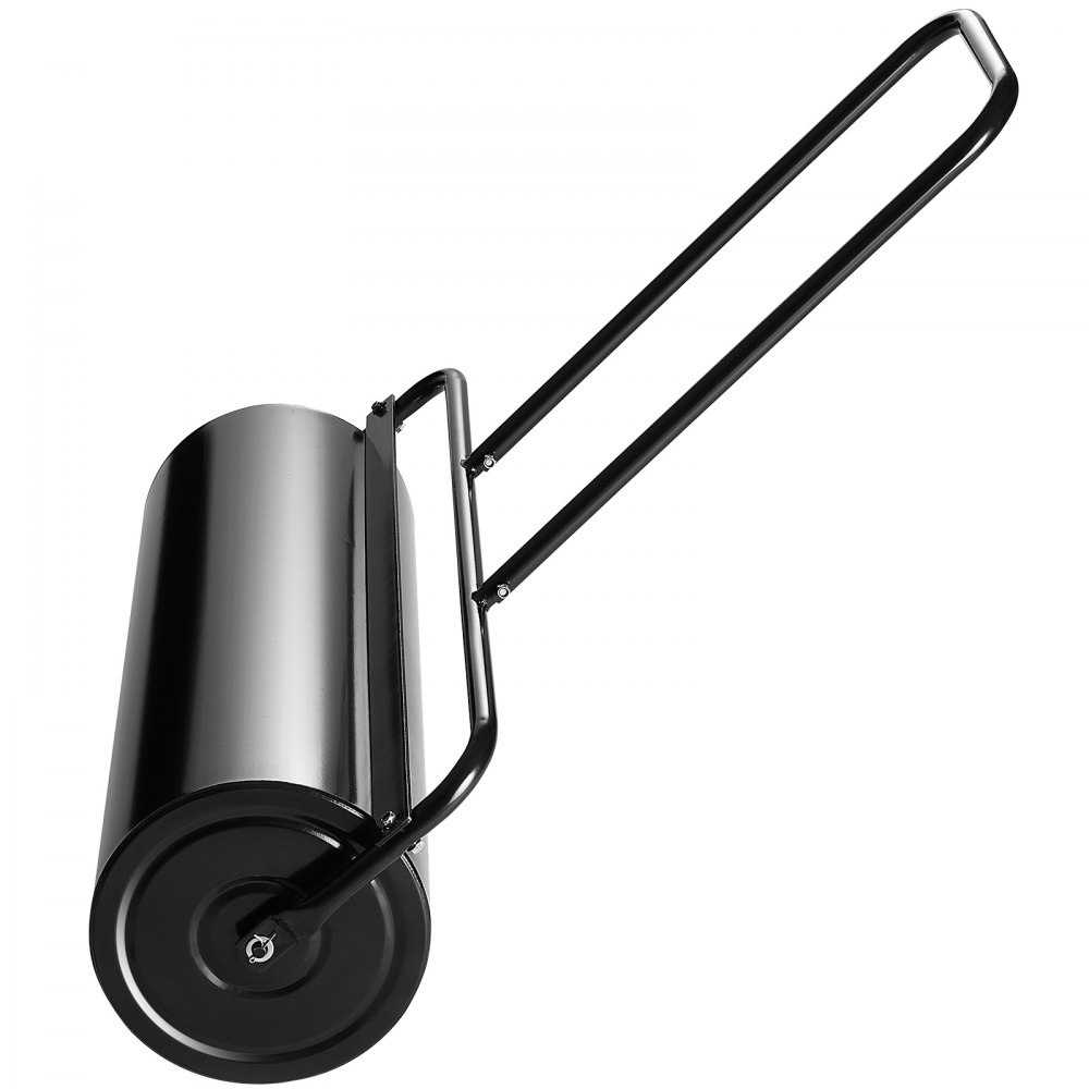 Rodillo para césped VEVOR, rodillo para jardín lleno de arena/agua de 17 galones, rodillo para césped de acero con enchufe de fácil giro y mango ergonómico en forma de U para empujar y tirar cómodamente, para césped, jardín, granja, parque, negro