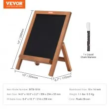 VEVOR Letrero de pizarra de mesa, letreros de mensaje con tizas, tablero de notas enmarcado independiente, tablero de tiza magnético de madera vintage, tableros de tiza marrón rústico, 10.0 x 14.0 in, para cocina, decoración del hogar y boda
