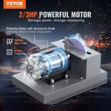 VEVOR Afilador de cuchillas para cortacésped, 2/3HP 500W Molinillo de cuchillas para cortacésped con muela de cerámica de 7 pulgadas, potente máquina afiladora de cortacésped de banco para cuchillas de elevación alta/baja, cuchillas Gator, cuchillas planas