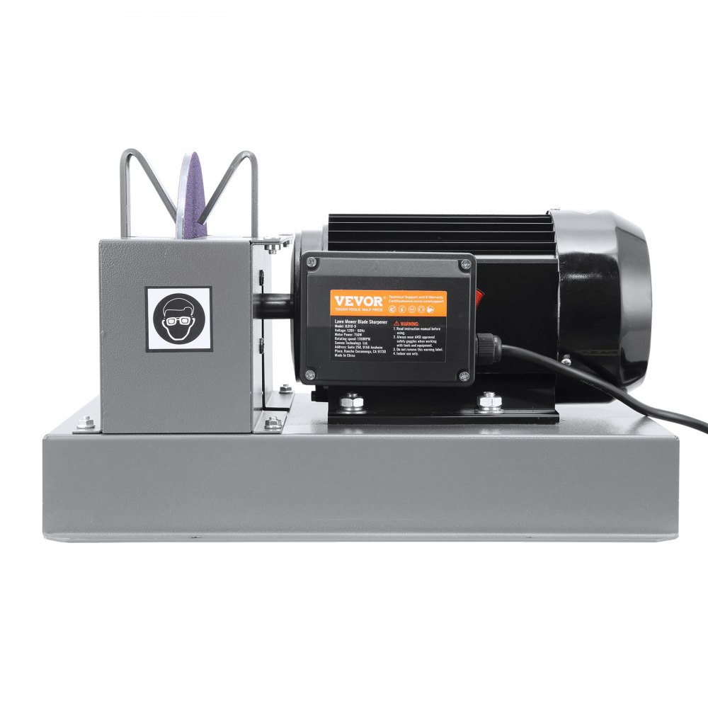 Afilador de cuchillas para cortacésped VEVOR, 1 HP, 750 W, con muela de cerámica de 9 pulgadas, potente afiladora de banco para cuchillas de elevación alta/baja, cuchillas Gator y cuchillas planas.