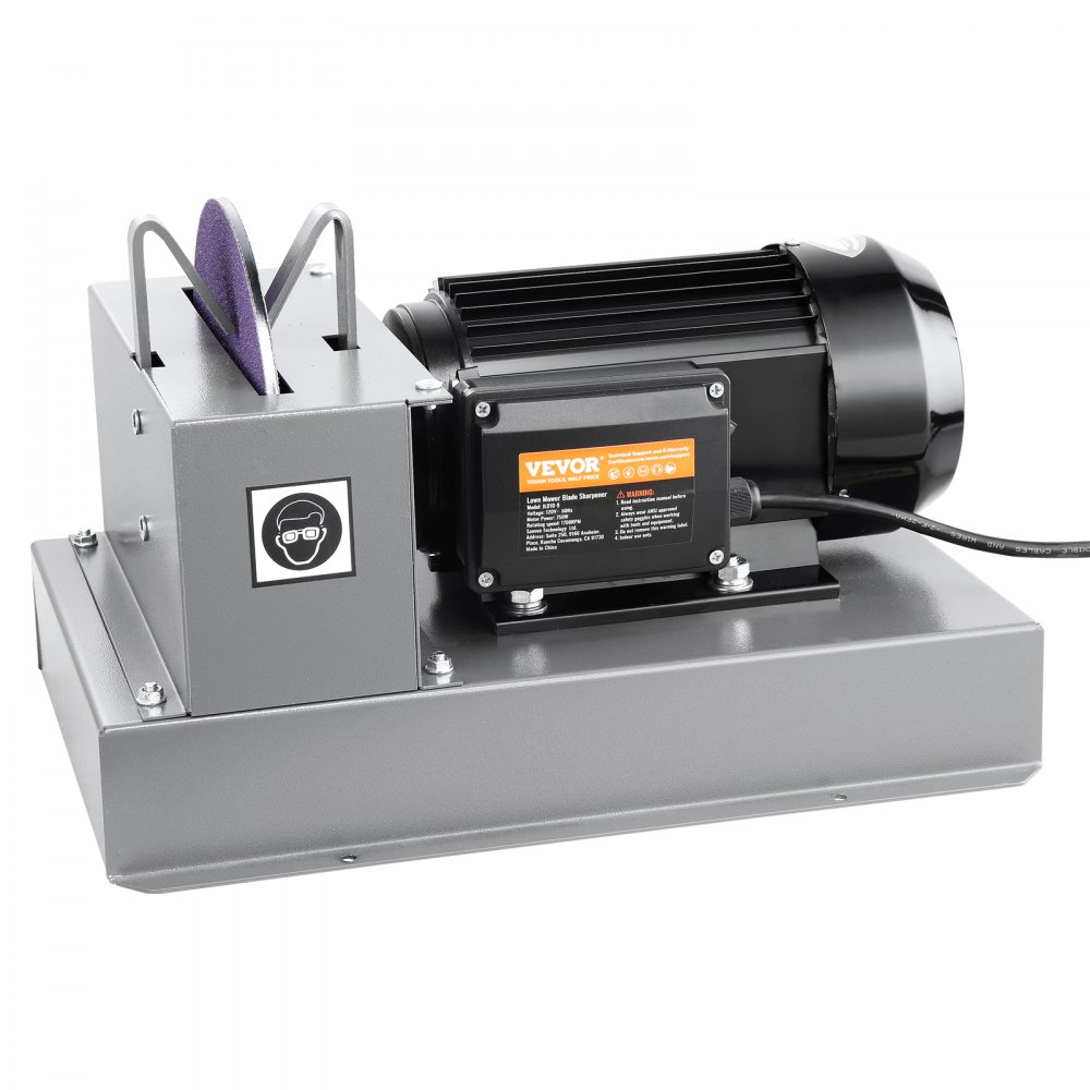 Afilador de cuchillas para cortacésped VEVOR, 1 HP, 750 W, con muela de cerámica de 9 pulgadas, potente afiladora de banco para cuchillas de elevación alta/baja, cuchillas Gator y cuchillas planas.