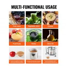 VEVOR Prensa de vino de frutas, 1,6 galones/6 L, 2 barriles de acero inoxidable, exprimidor manual, sidra, manzana, tintura de uva, verduras, miel, aceite de oliva, prensa con mango en T, estructura triangular para cocina