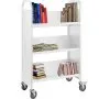 VEVOR - Carrito para libros de 90 kg, 125 x 75 x 35 cm, con ruedas de 10 cm y estantes inclinados en forma de V, ideal para el hogar, la oficina y la escuela, color blanco