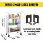 VEVOR - Carrito para libros de 90 kg, 125 x 75 x 35 cm, con ruedas de 10 cm y estantes inclinados en forma de V, ideal para el hogar, la oficina y la escuela, color blanco