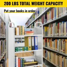 VEVOR Book Cart Library Cart 200 lbs Capacidad con estantes en forma de V en negro