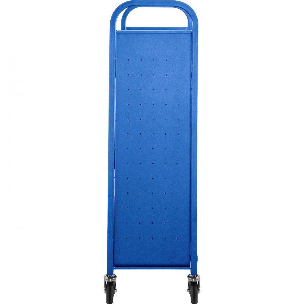 Carrito para libros Carrito para biblioteca de 200 lb con estantes inclinados en forma de V de un solo lado en azul