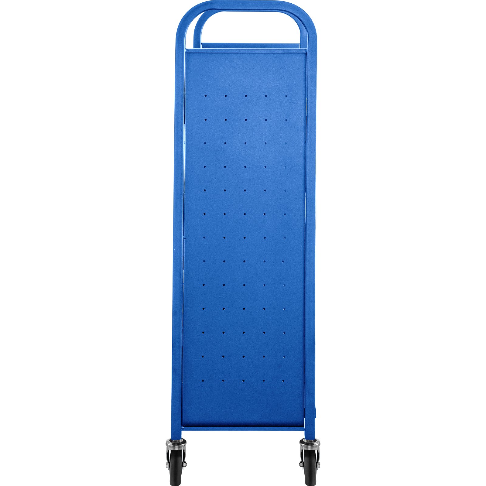 Carrito para libros Carrito para biblioteca de 200 lb con estantes inclinados en forma de V de un solo lado en azul