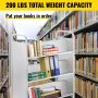 Carrito para libros Carrito para biblioteca de 200 lb con estantes inclinados en forma de W de doble cara en blanco