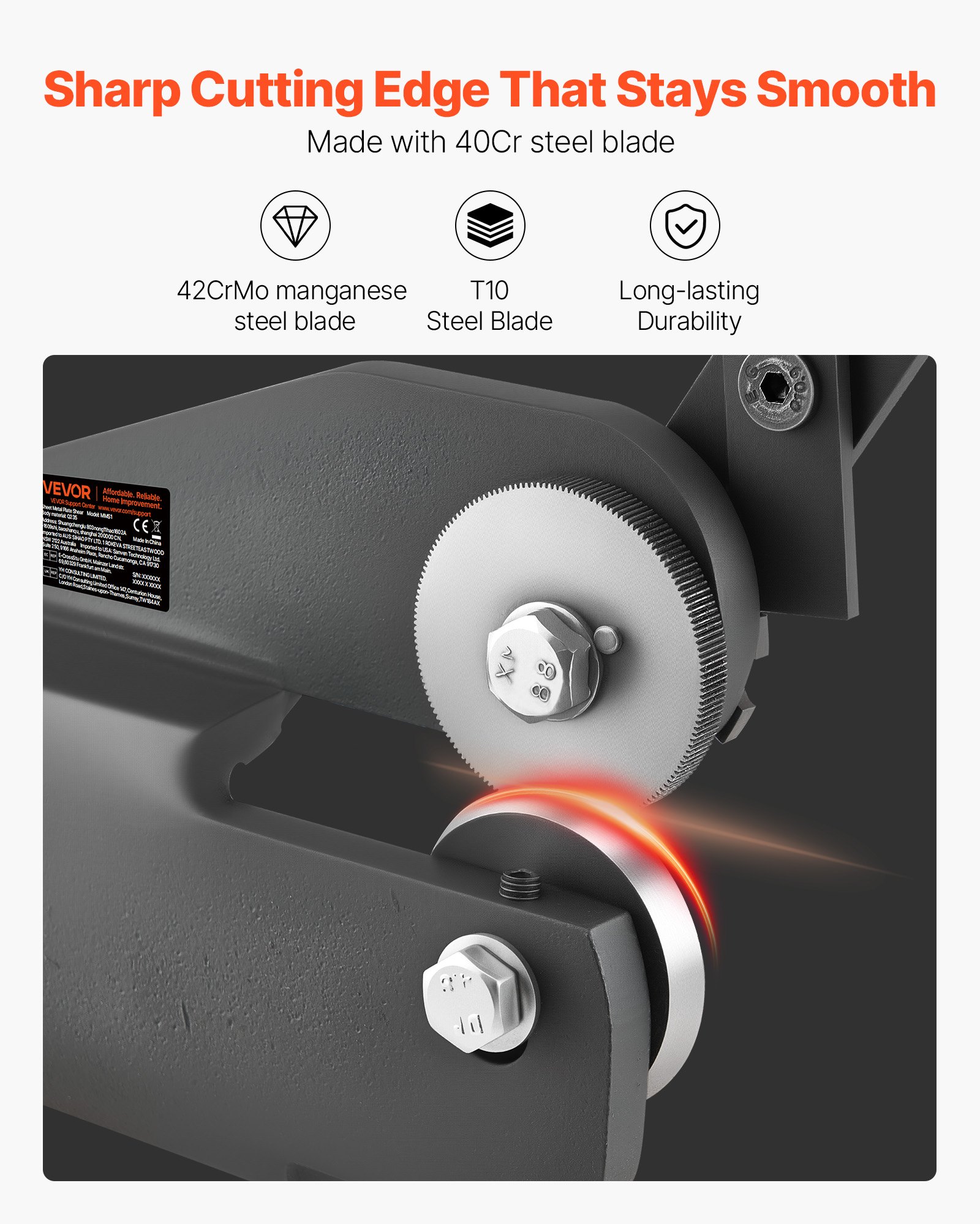 Cizalla para chapa VEVOR, cizalla manual rotativa sin garganta, cortadora de chapa de acero dulce de calibre 16 con capacidad de 0,06 pulgadas, de construcción sólida, tipo de montaje, para cortar acero, cobre, barras de refuerzo y aluminio.