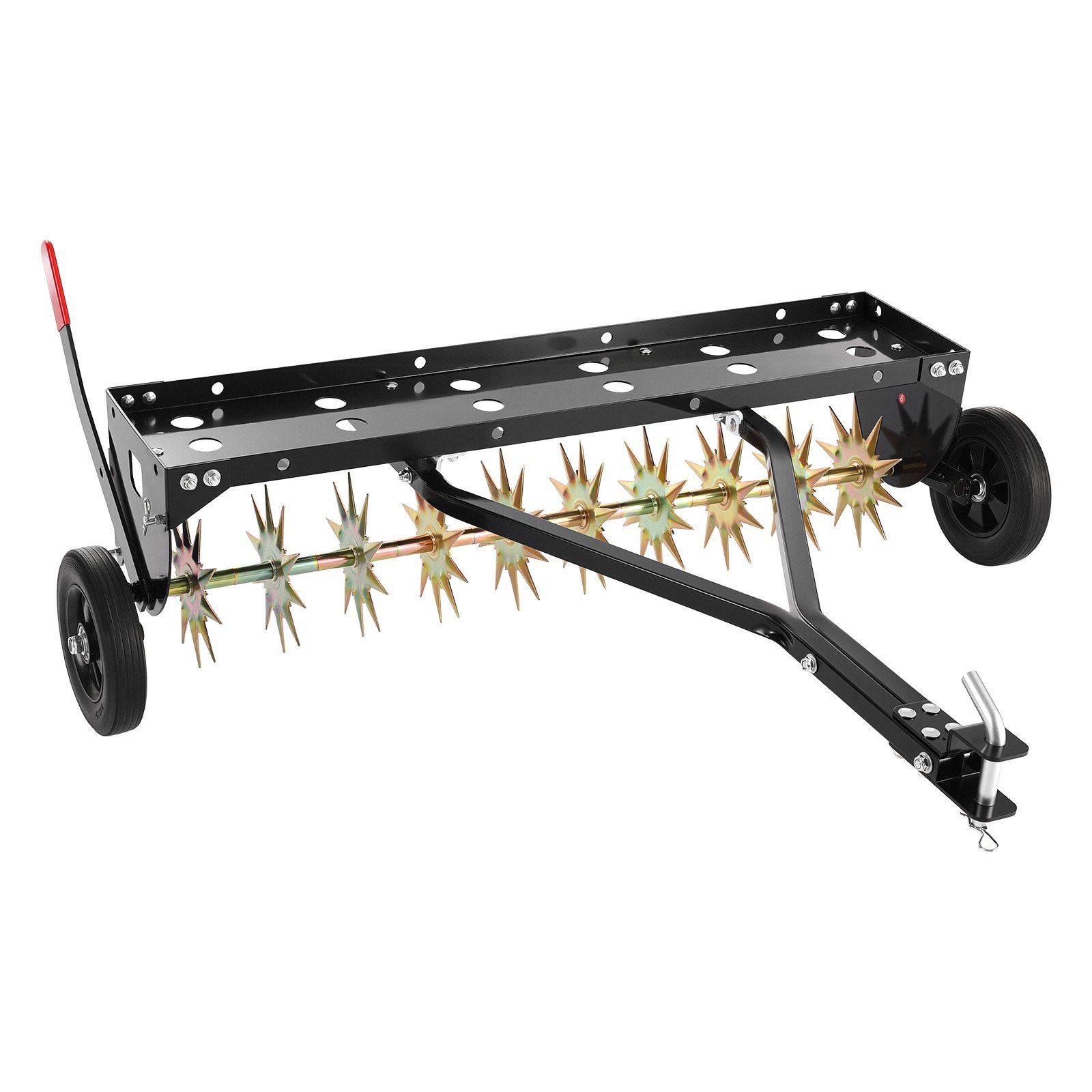 VEVOR Aireador de Césped Remolcado con Asiento y Ruedas, Acero Reforzado, 1 m de Ancho, Profundidad 5 cm, Soporta 54 kg, Compatible con Tractores Cortacésped y Cortacéspedes, para Compactados Jardín