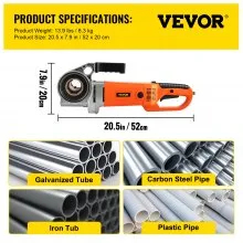 VEVOR Enhebrador de tuberías eléctrico, máquina de enhebrar tuberías de 2300 W, kit de accionamiento de potencia manual de alta resistencia, máquina de enhebrar tuberías de 110 V, motor de cobre, enhebrador de tuberías portátil con 6 troqueles de 1/2 a 2 pulgadas y estuche de transporte