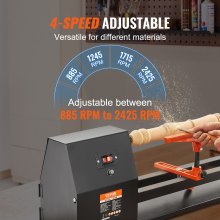 VEVOR Torno de madera de mesa, 14 x 40 pulgadas, 0,5 HP 370 W de potencia, torno de torneado de madera, 4 velocidades ajustables 885/1245/1715/2425 RPM con cinceles placa frontal mango de plástico llave hexagonal, para carpintería