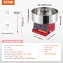 Máquina eléctrica para hacer algodón de azúcar VEVOR de 1000 W, con recipiente de acero inoxidable y cuchara para azúcar, ideal para cumpleaños infantiles y fiestas familiares (roja)