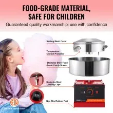 VEVOR Máquina eléctrica para hacer algodón de azúcar, 1000 W, máquina comercial para hacer algodón de azúcar con recipiente de acero inoxidable y cuchara para azúcar, perfecta para cumpleaños de niños en casa, fiestas familiares (rojo)