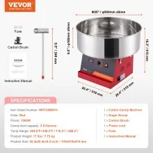 VEVOR Máquina eléctrica para hacer algodón de azúcar, 1000 W, máquina comercial para hacer algodón de azúcar con recipiente de acero inoxidable y cuchara para azúcar, perfecta para cumpleaños de niños en casa, fiestas familiares (rojo)