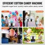 VEVOR Máquina eléctrica para hacer algodón de azúcar, 1000 W, máquina comercial para hacer algodón de azúcar con tapa, recipiente de acero inoxidable y cuchara para azúcar, perfecta para cumpleaños infantiles en casa, fiestas familiares (azul)